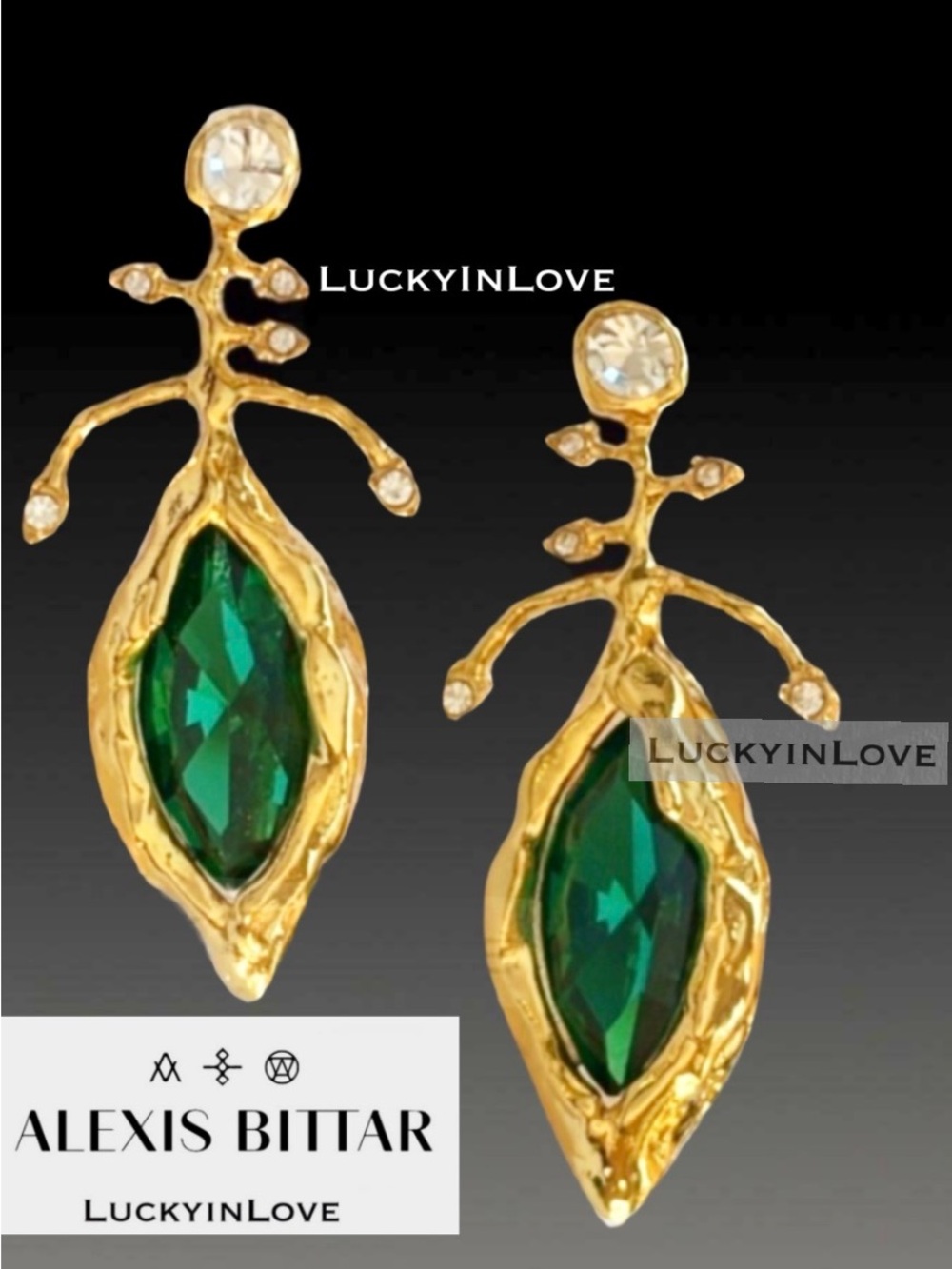 ALEXIS BITTAR • Abstract Brut Molten Mobile Gold Crystal Drop Earrings
